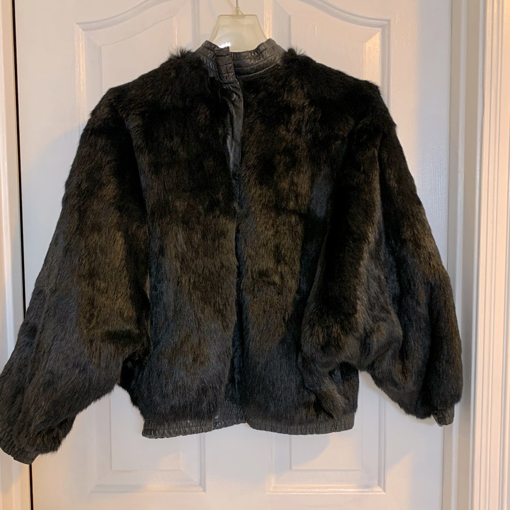 🎉🎉Host Pick🎉🎉Genuine Black Rabbit Fur Coat by Elam